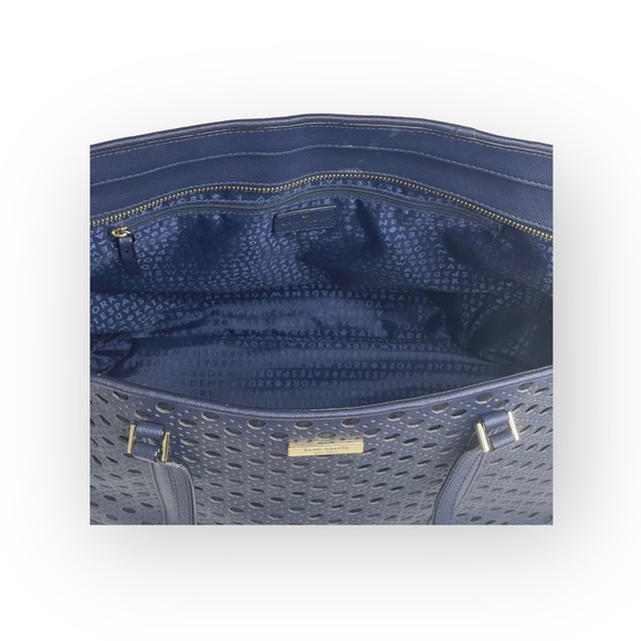Kate Spade  Dally Newbury Lane Caining Large Tote Bag Handbag  French Navy  - Picture 13 of 16
